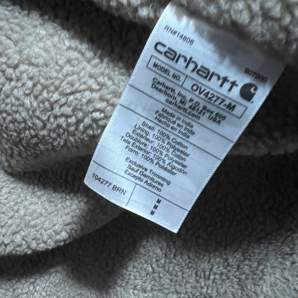 Carhartt Mens Loose Fit Washed Duck Sherpa Lined Vest Brown OV4277-M Size M - Picture 6 of 7